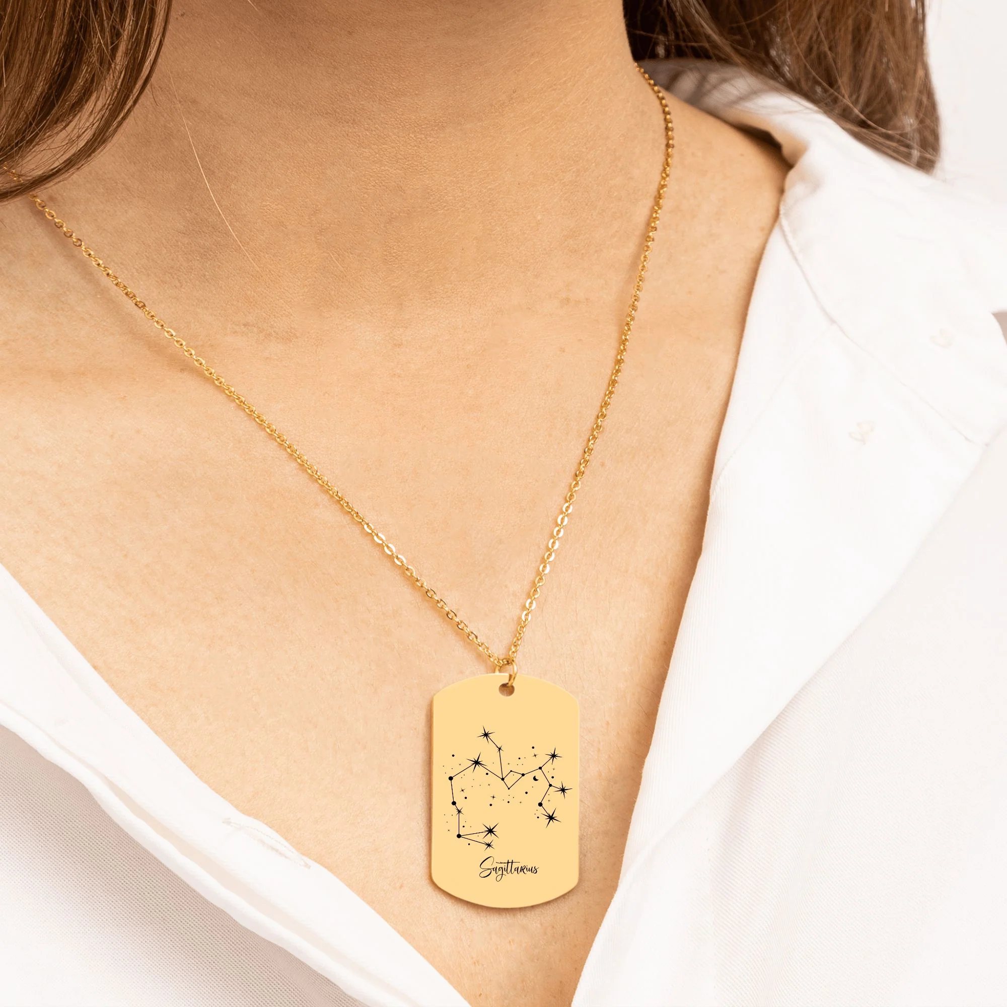 Constellation Zodiac Sign Tag Necklace Gift with Custom Message Card  + - Image 5