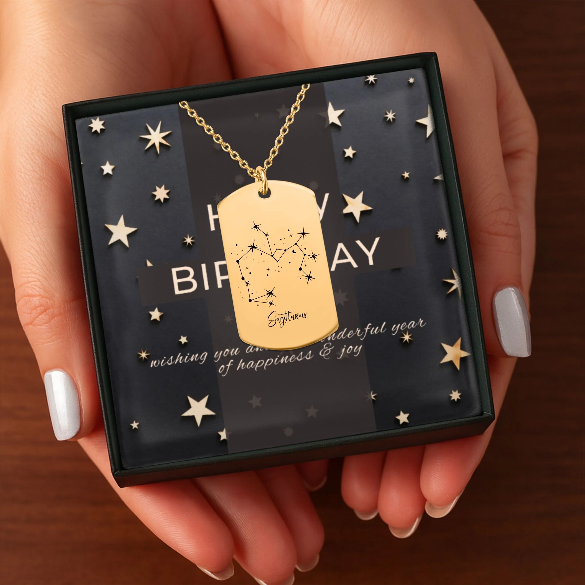 Constellation Zodiac Sign Tag Necklace Gift with Custom Message Card  + - Image 8