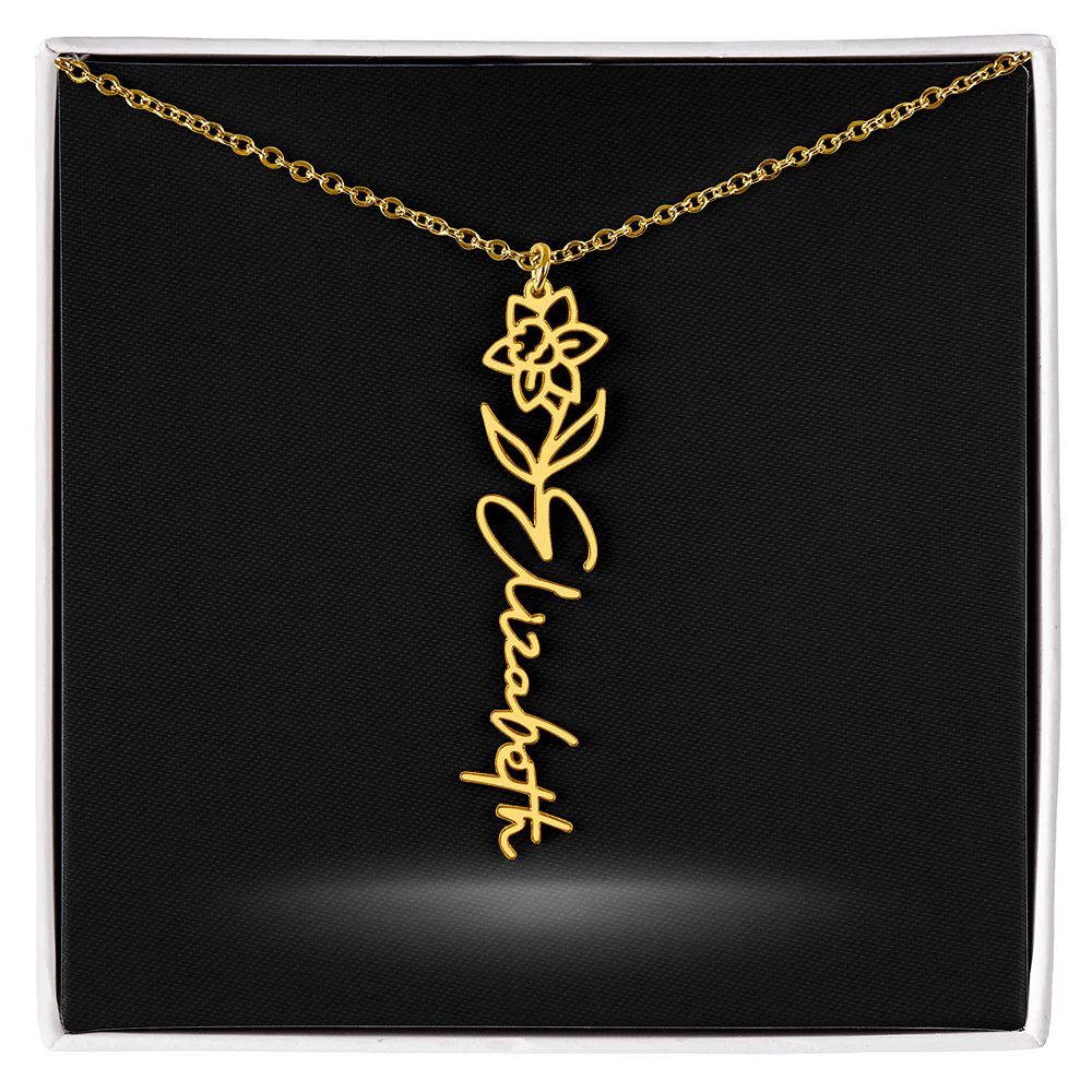 Flower Month Name Necklace and Personalized Card - Image 16