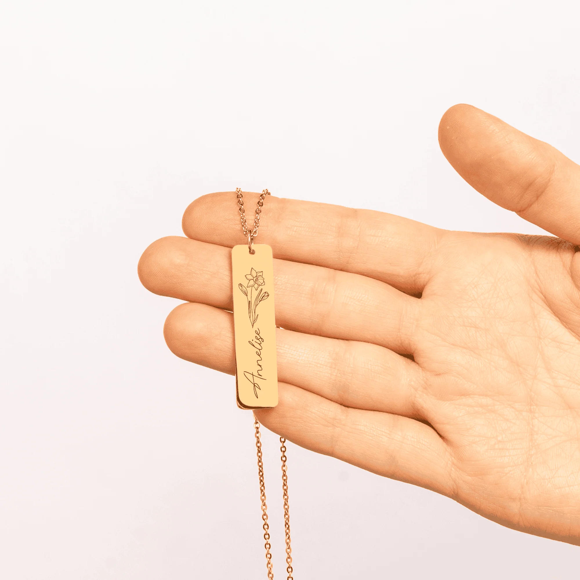 Name & Birthflower Necklace  + - Image 4