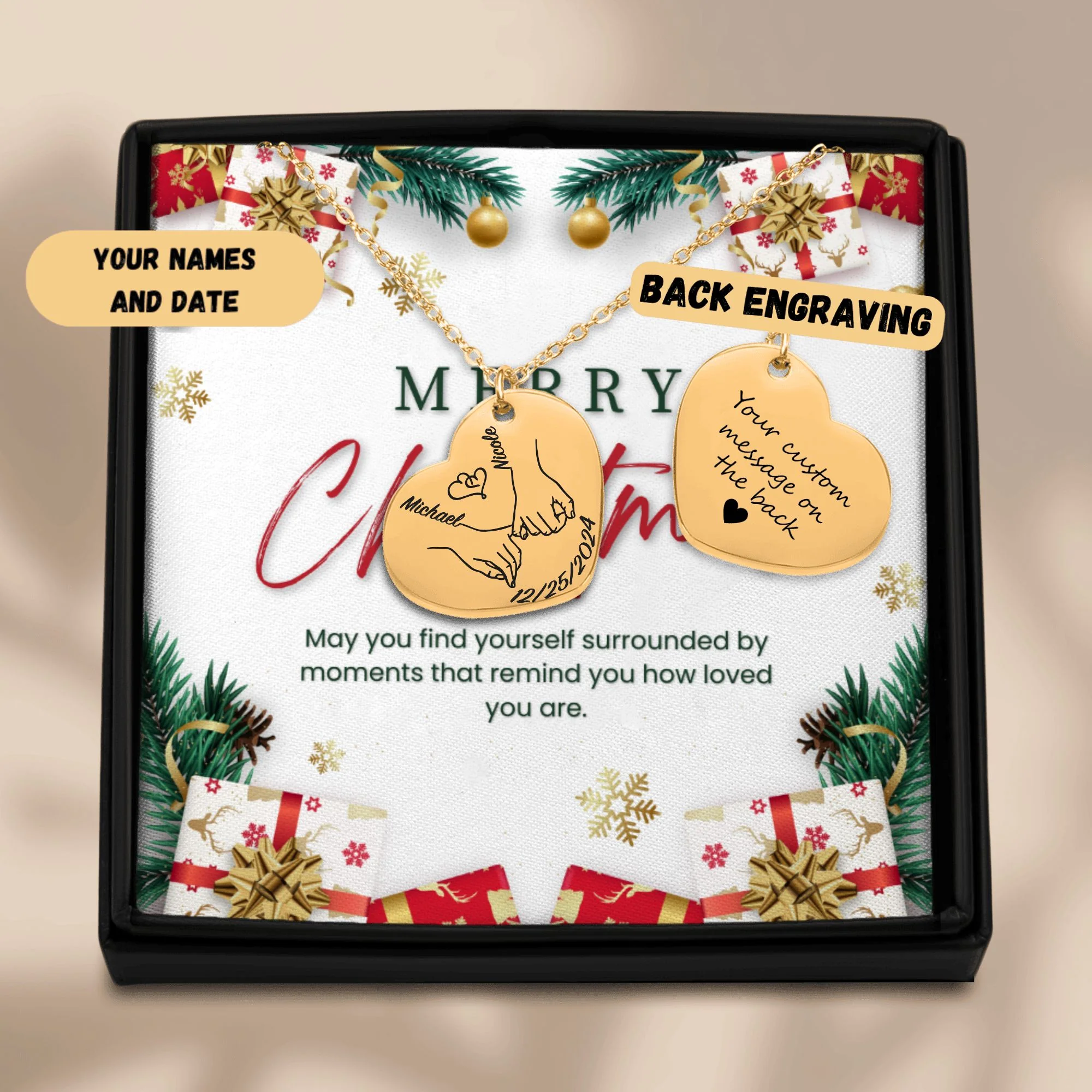 Our first christmas together Heart Necklace  + - Image 3